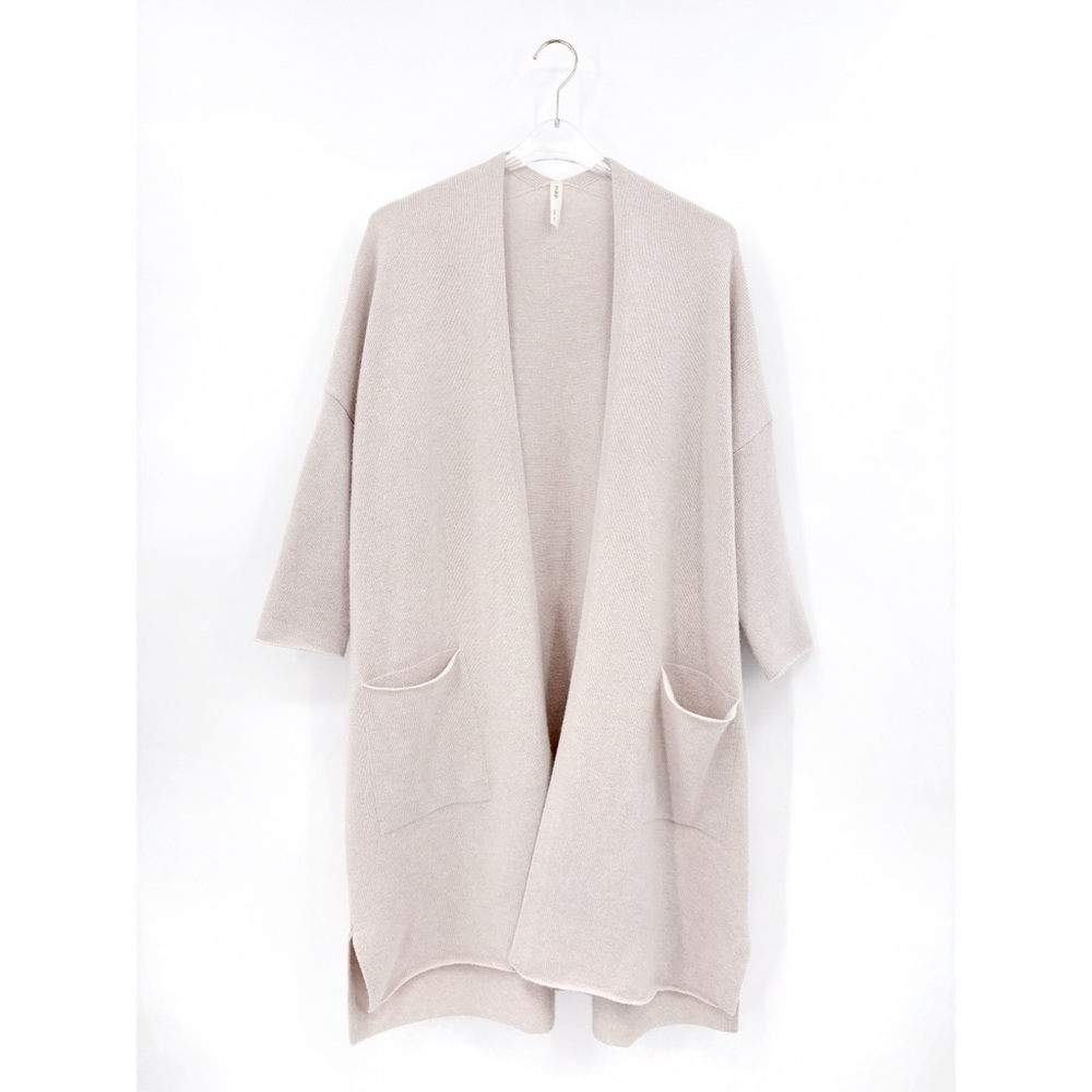 NAP 100% Wool Longline Open Cardigan in Beige S - Picture 2 of 10
